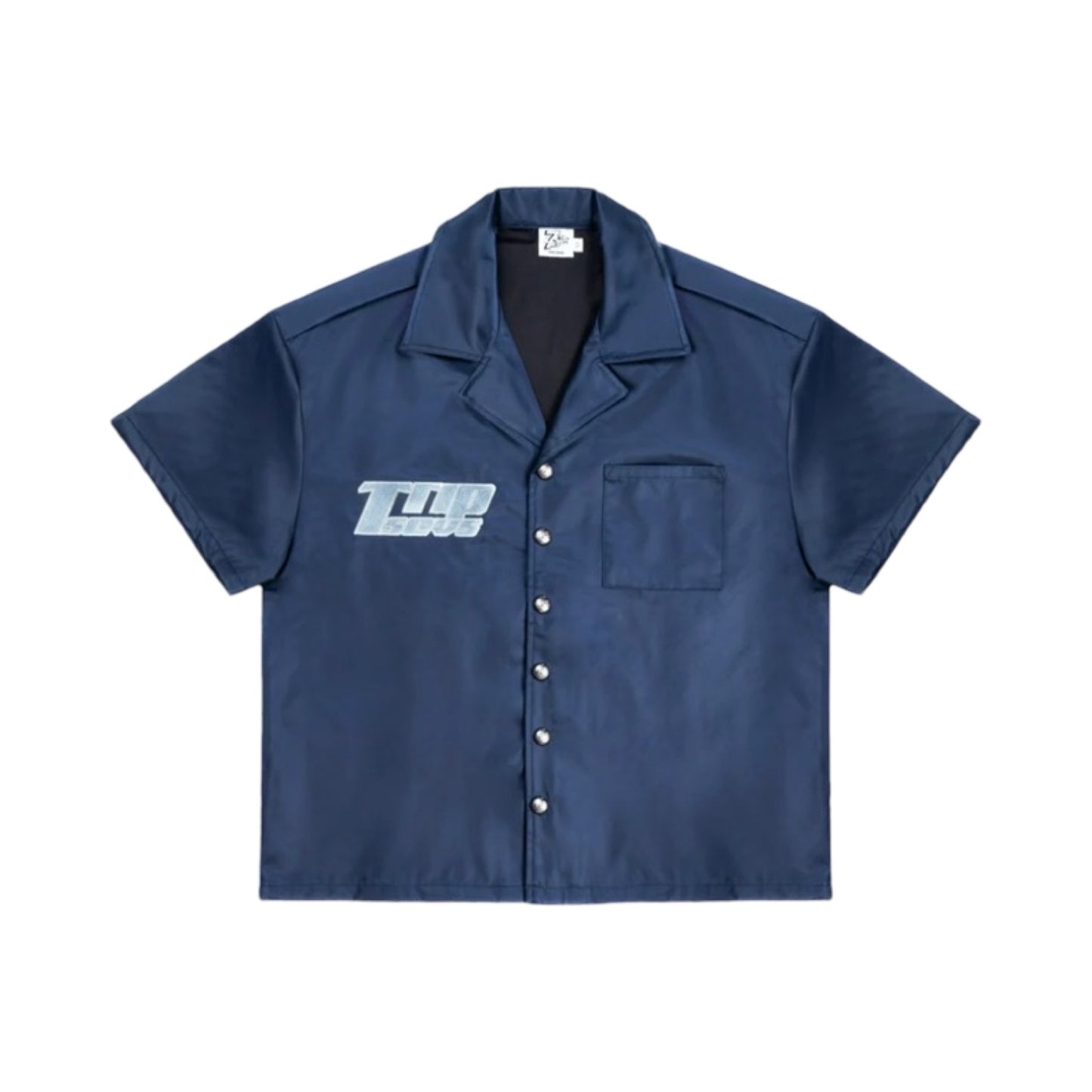 Nylon Button Up Shirt Blue