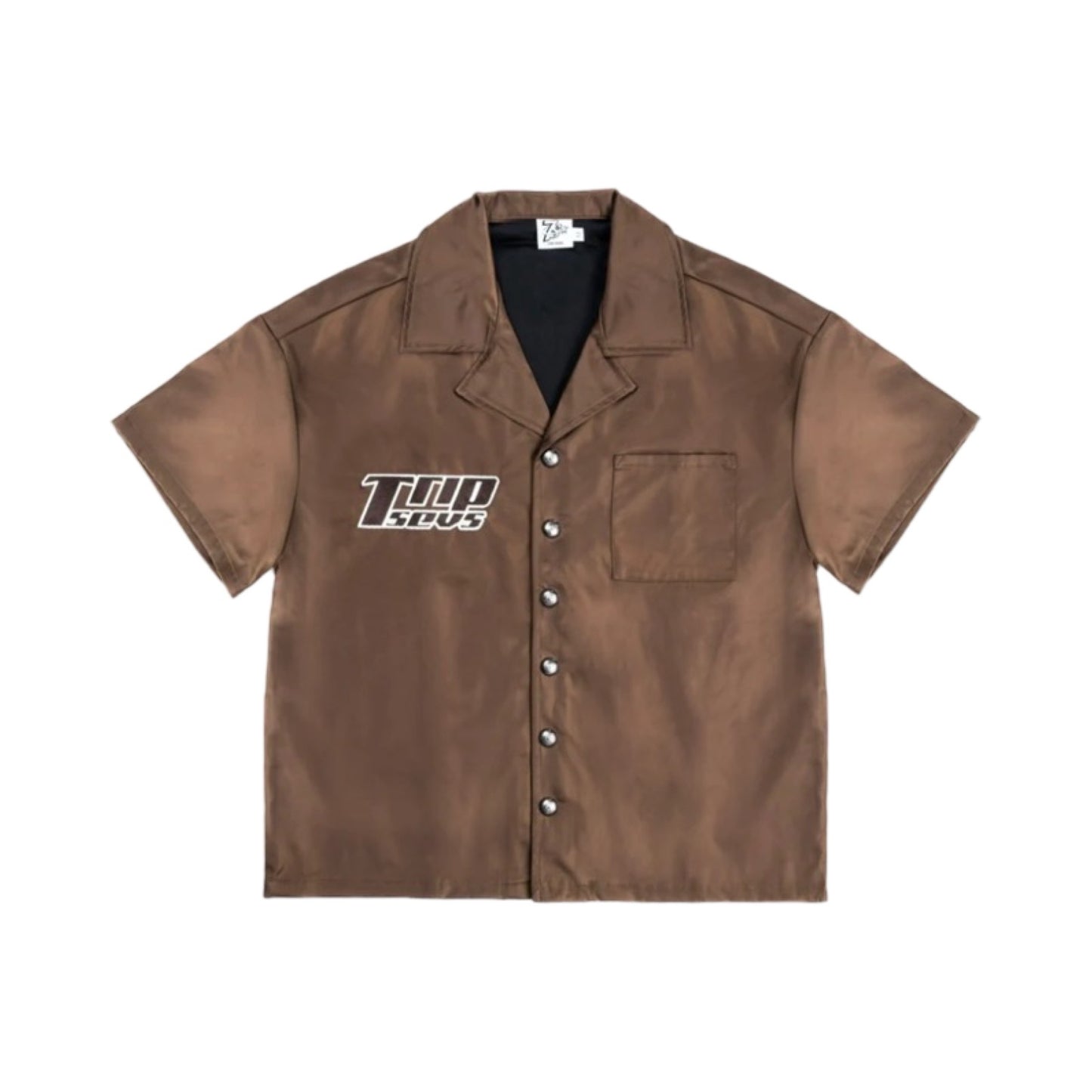 Nylon Button Up Shirt Brown