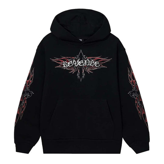 Flaming Cross Hoodie Black