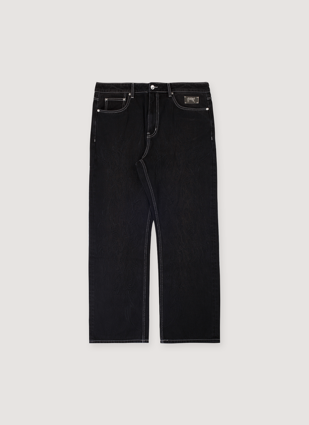 Tribal Cross Denim Pant Black